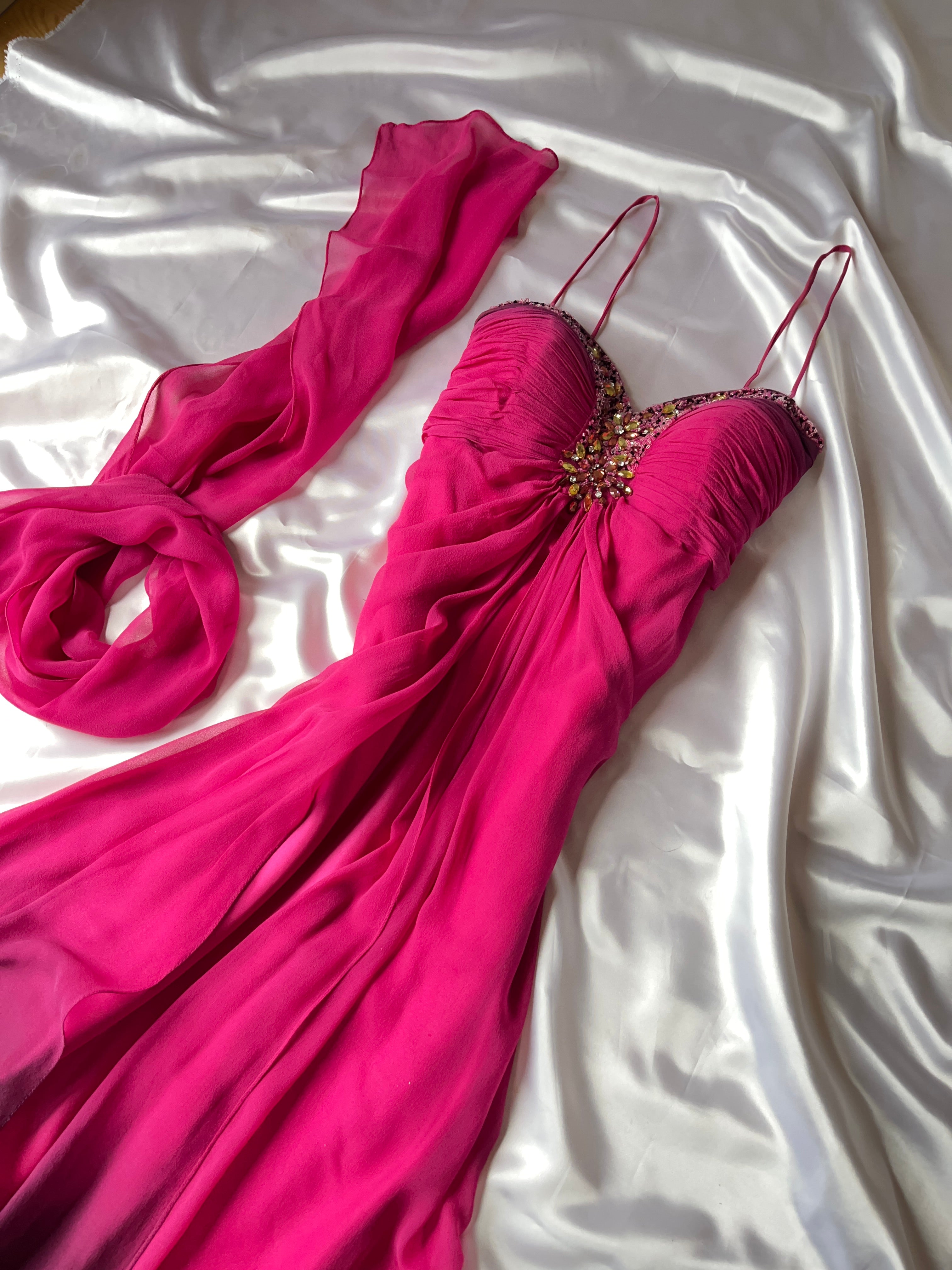 Dark pink crystal vintage dress