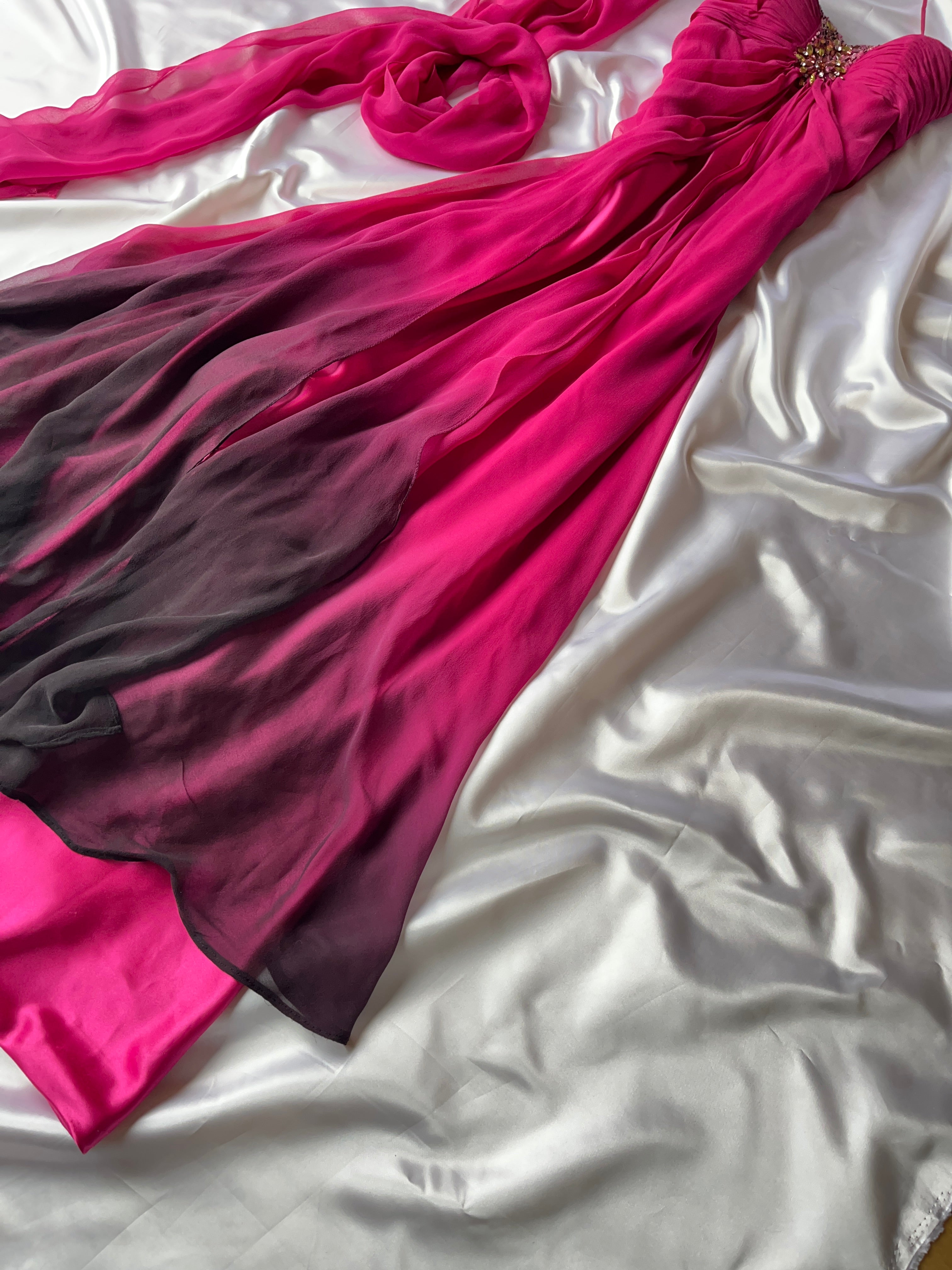 Dark pink crystal vintage dress