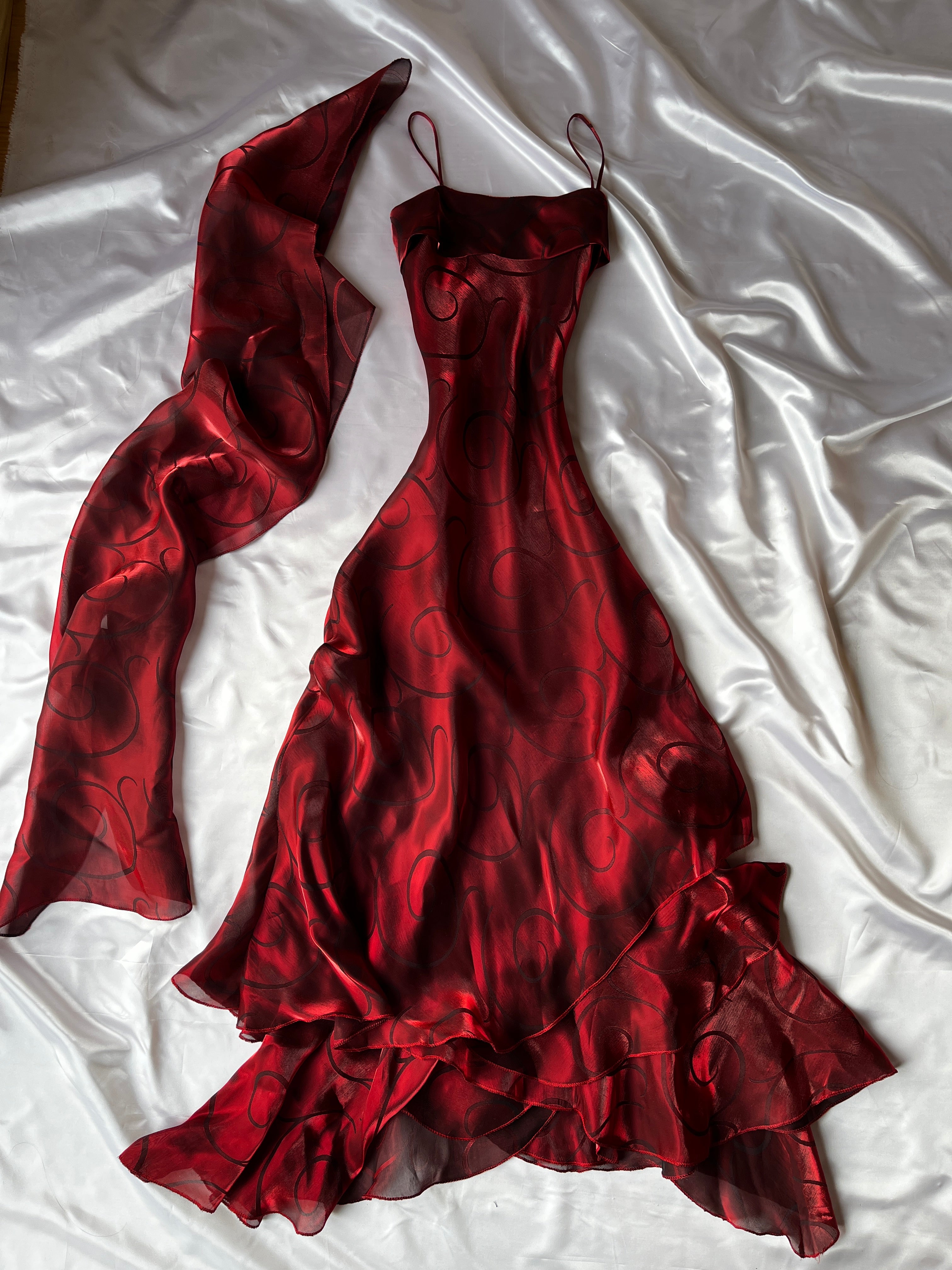 Red prom or event 2000s style dress
