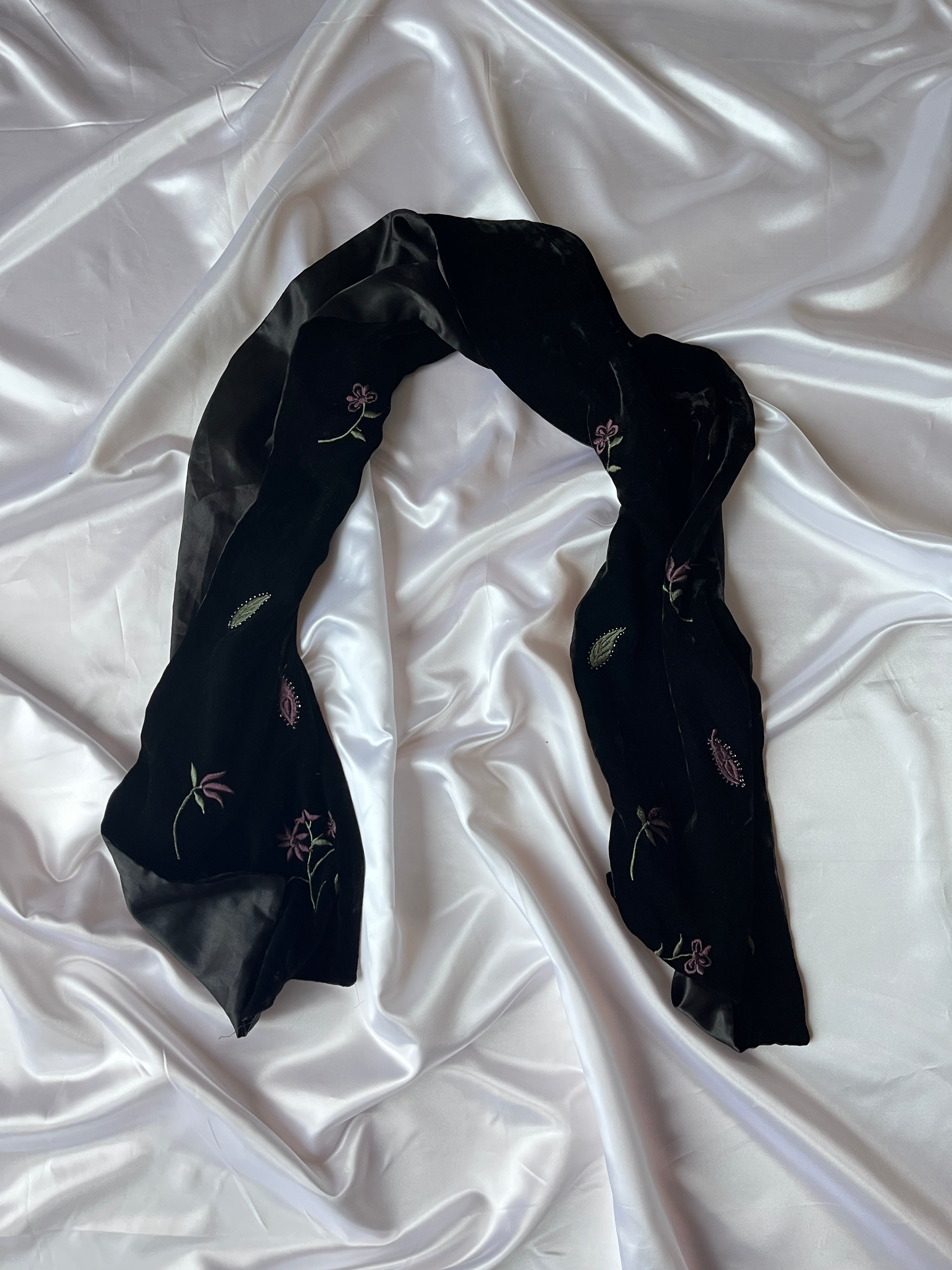 Elegant Black sparkly night dress + matching detailed dress scarf