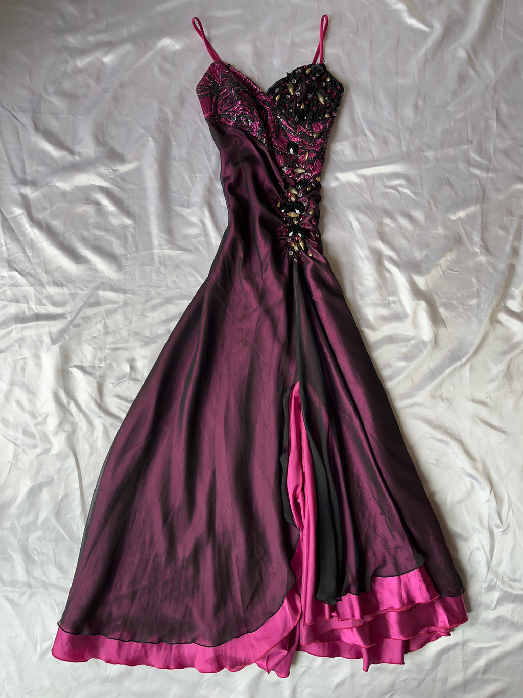 2000s style prom/event pink crystal dress