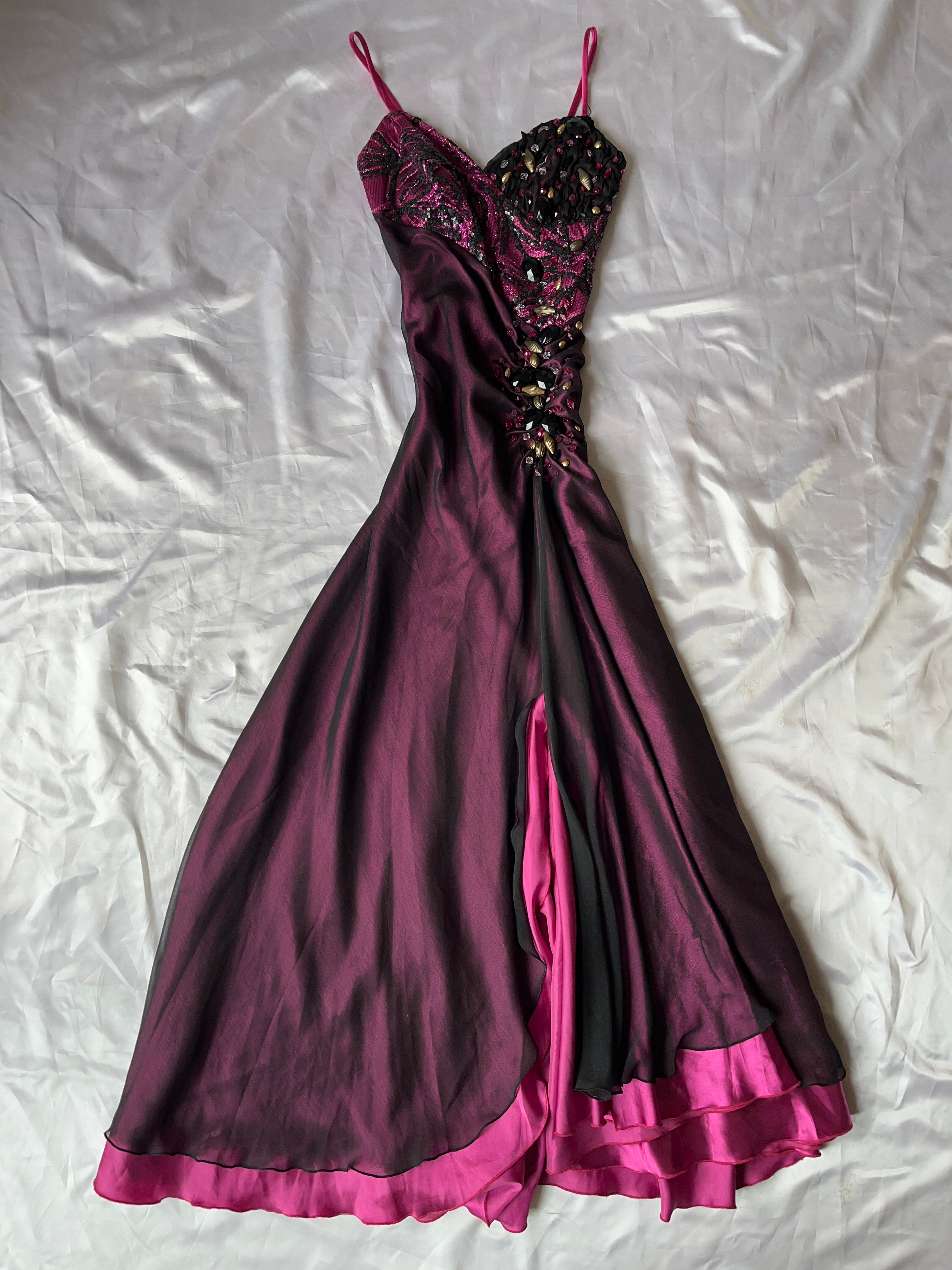 2000s style prom/event pink crystal dress