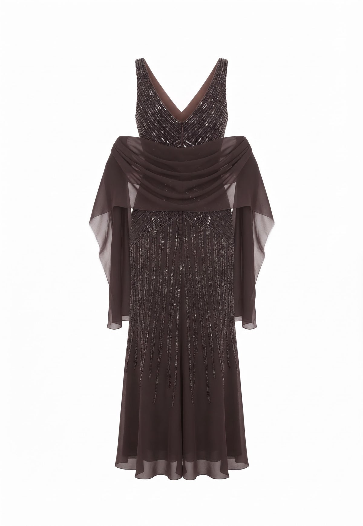 Dark Brown Lily gown + matching luxury shawl