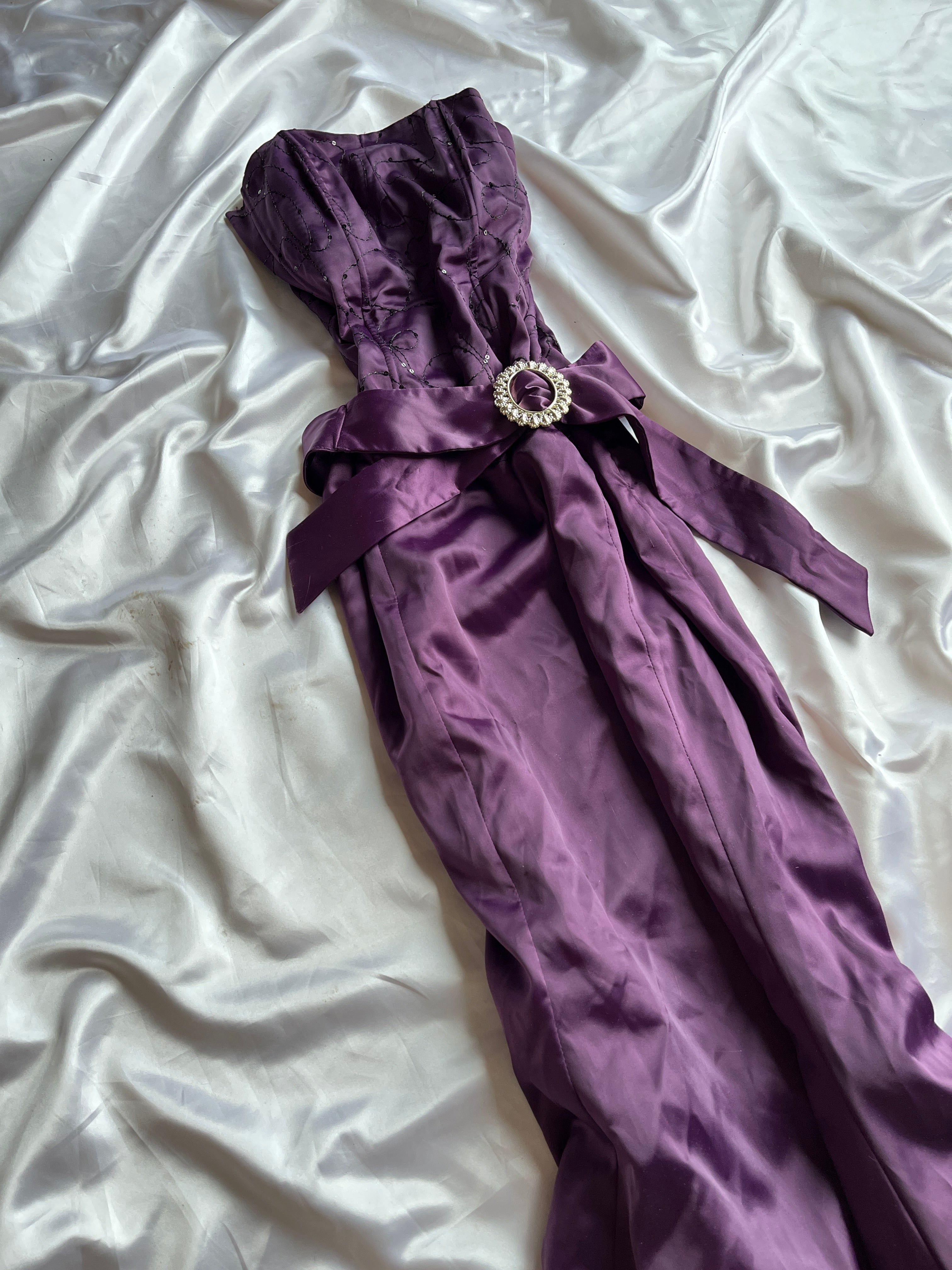 Mermaid 2000s style dark purple dress