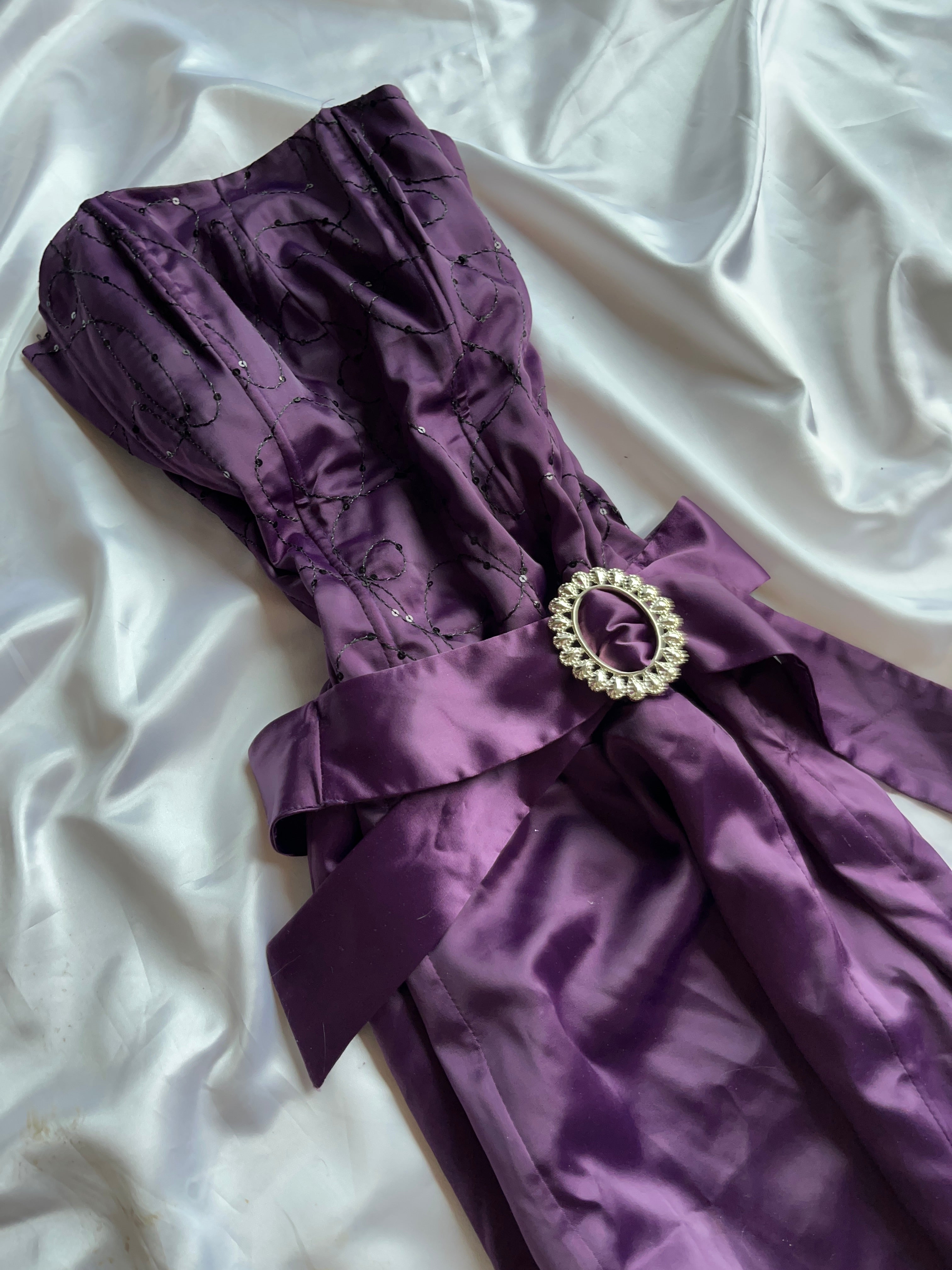 Mermaid 2000s style dark purple dress