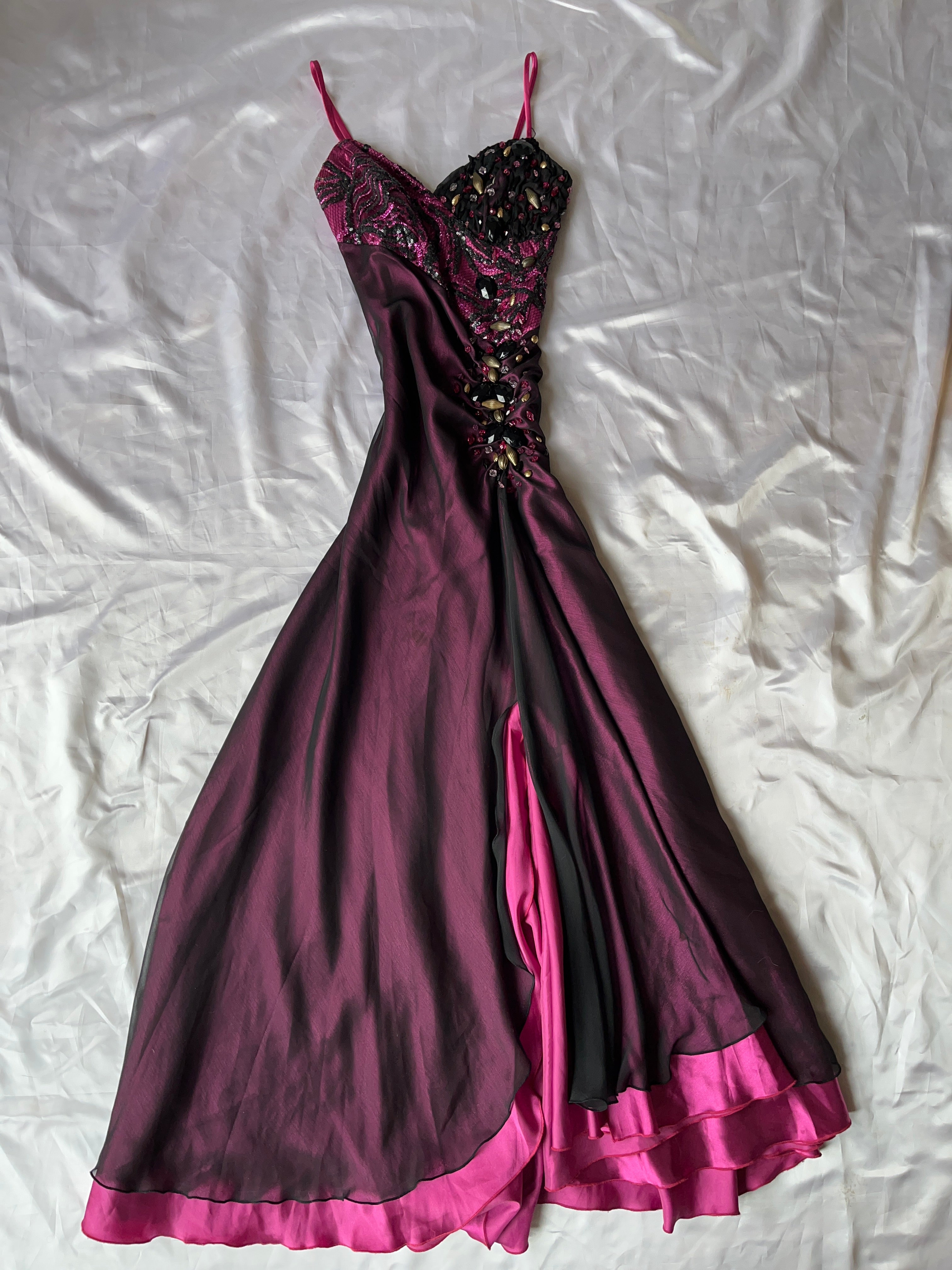 2000s style prom/event pink crystal dress