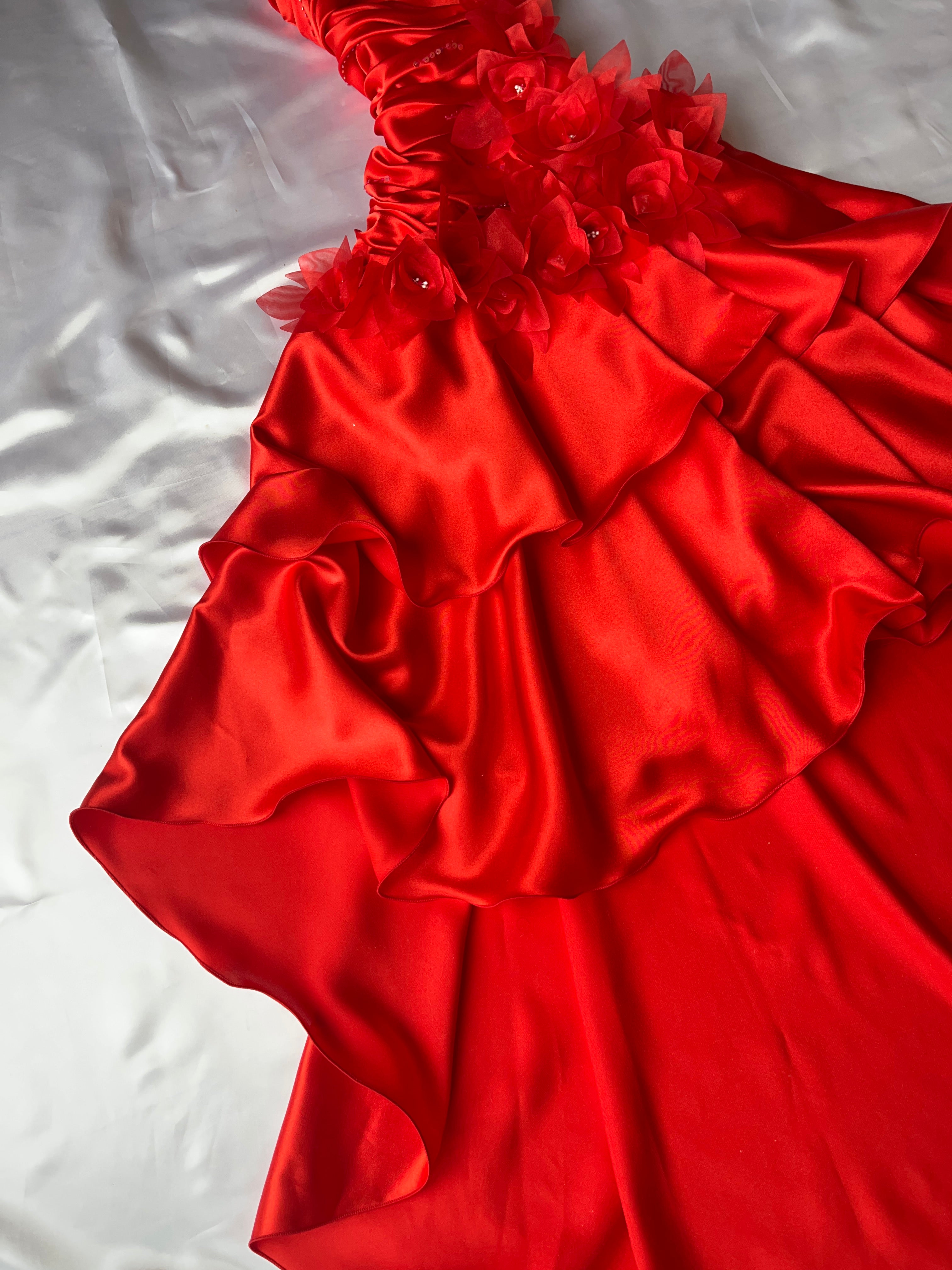 Beautiful Viral red high-low style prom dress