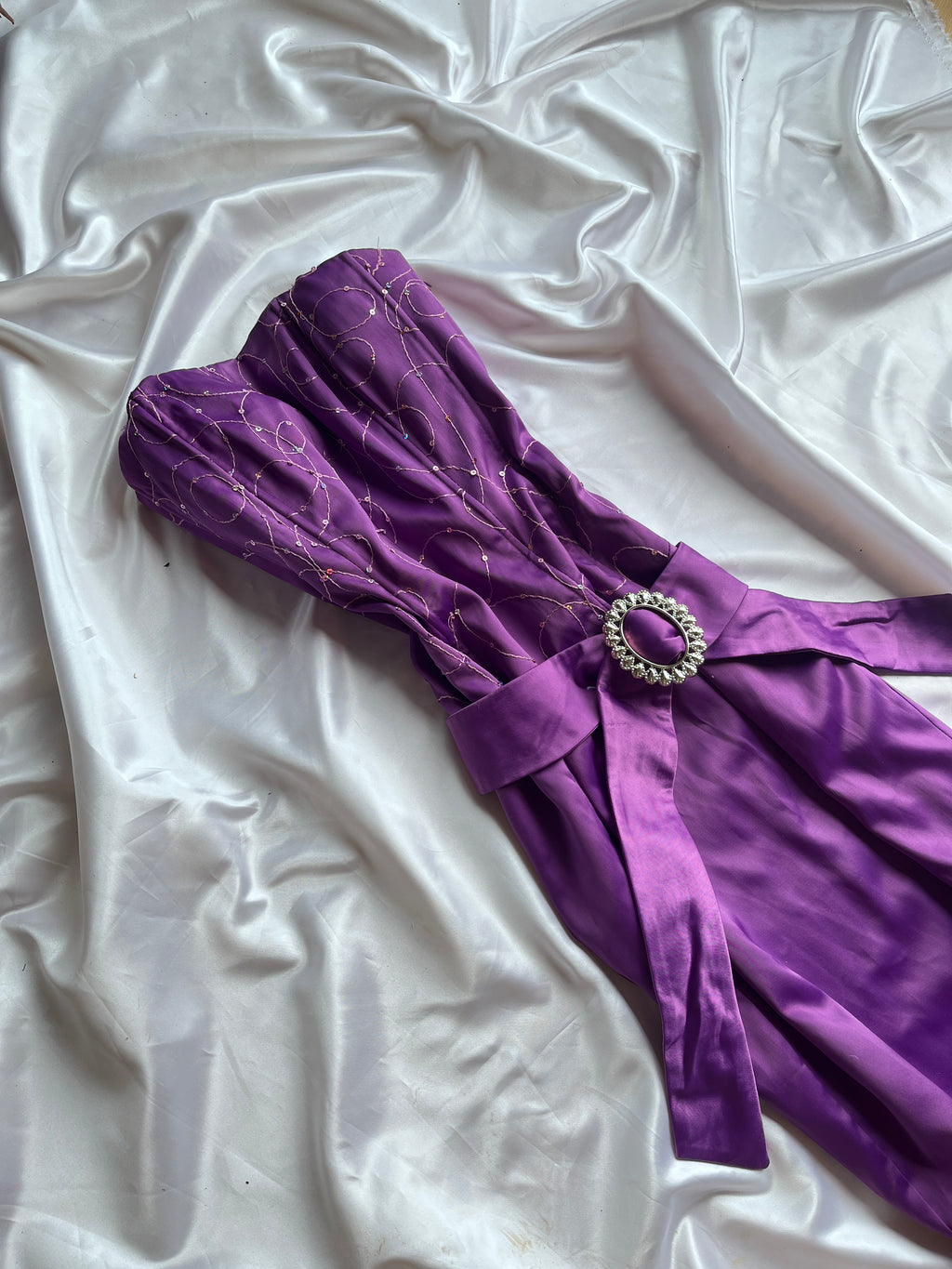 Mermaid 2000s style dark purple dress