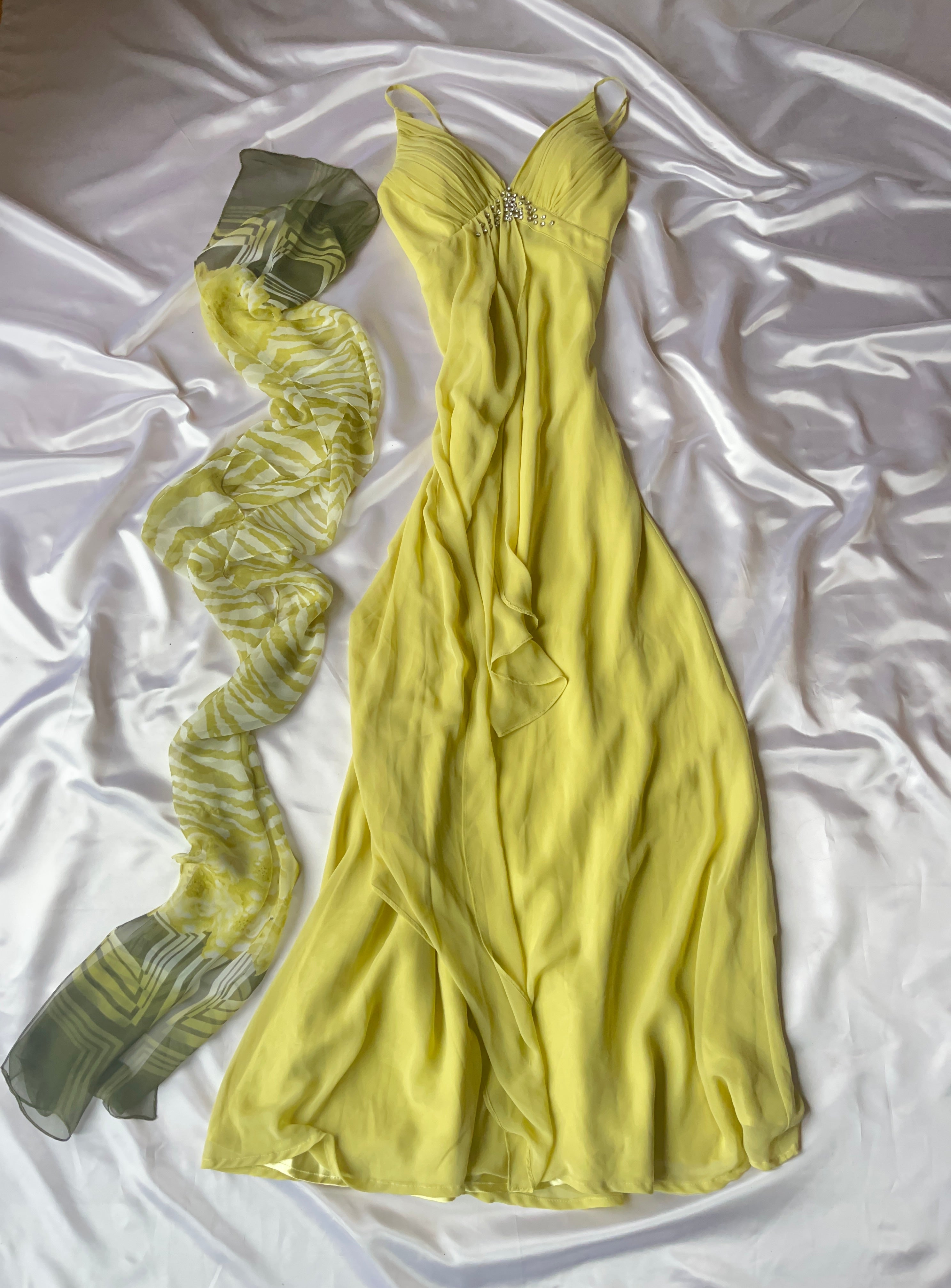 Light Elegant Princesses Tiana style yellow Dress + FREE Matching Scarf