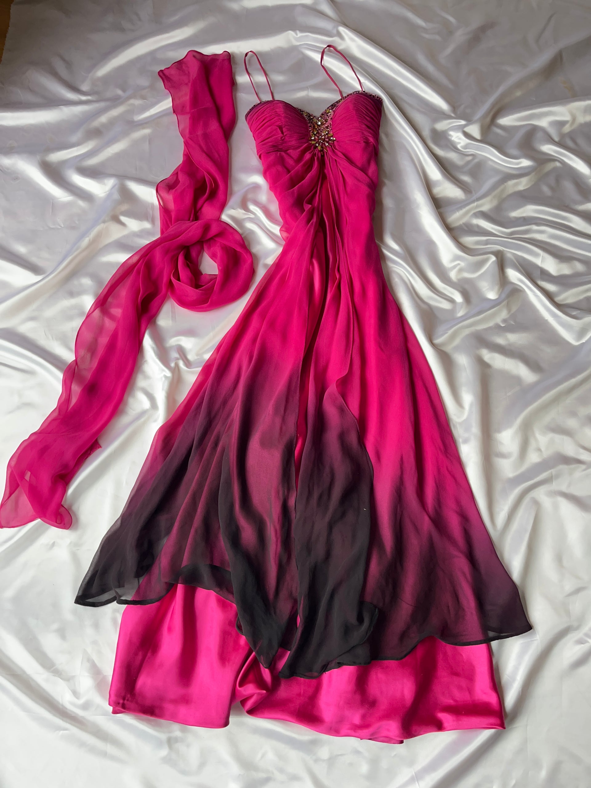 Dark pink crystal vintage dress + FREE scarf – Rarevy