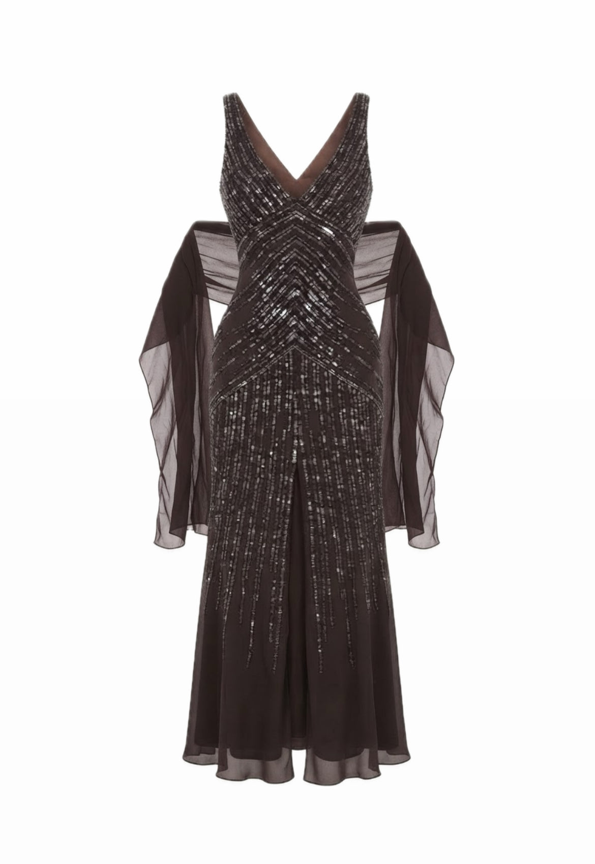 Dark Brown Lily gown + matching luxury shawl