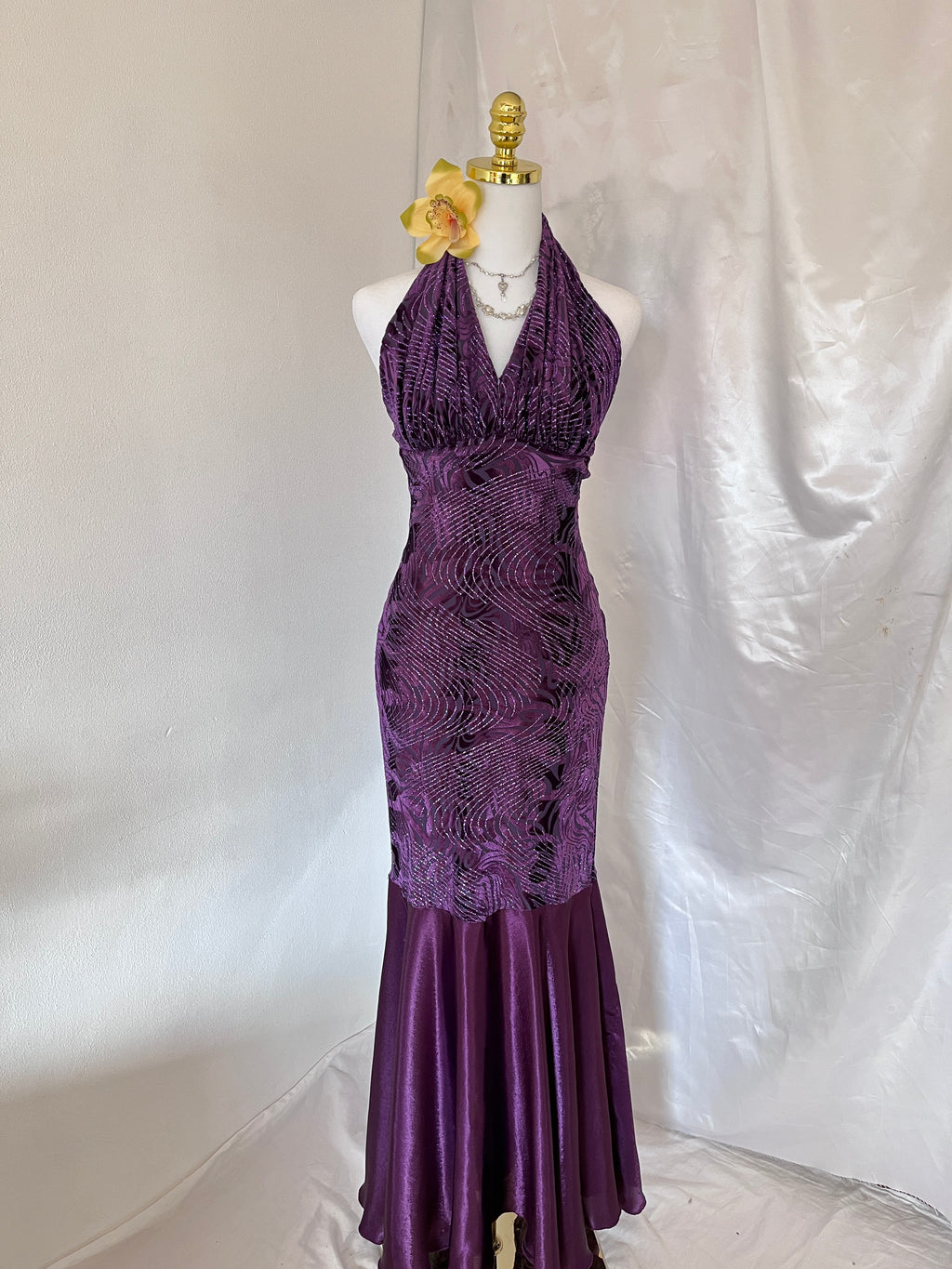 Sparking purple prom corset style prom dress