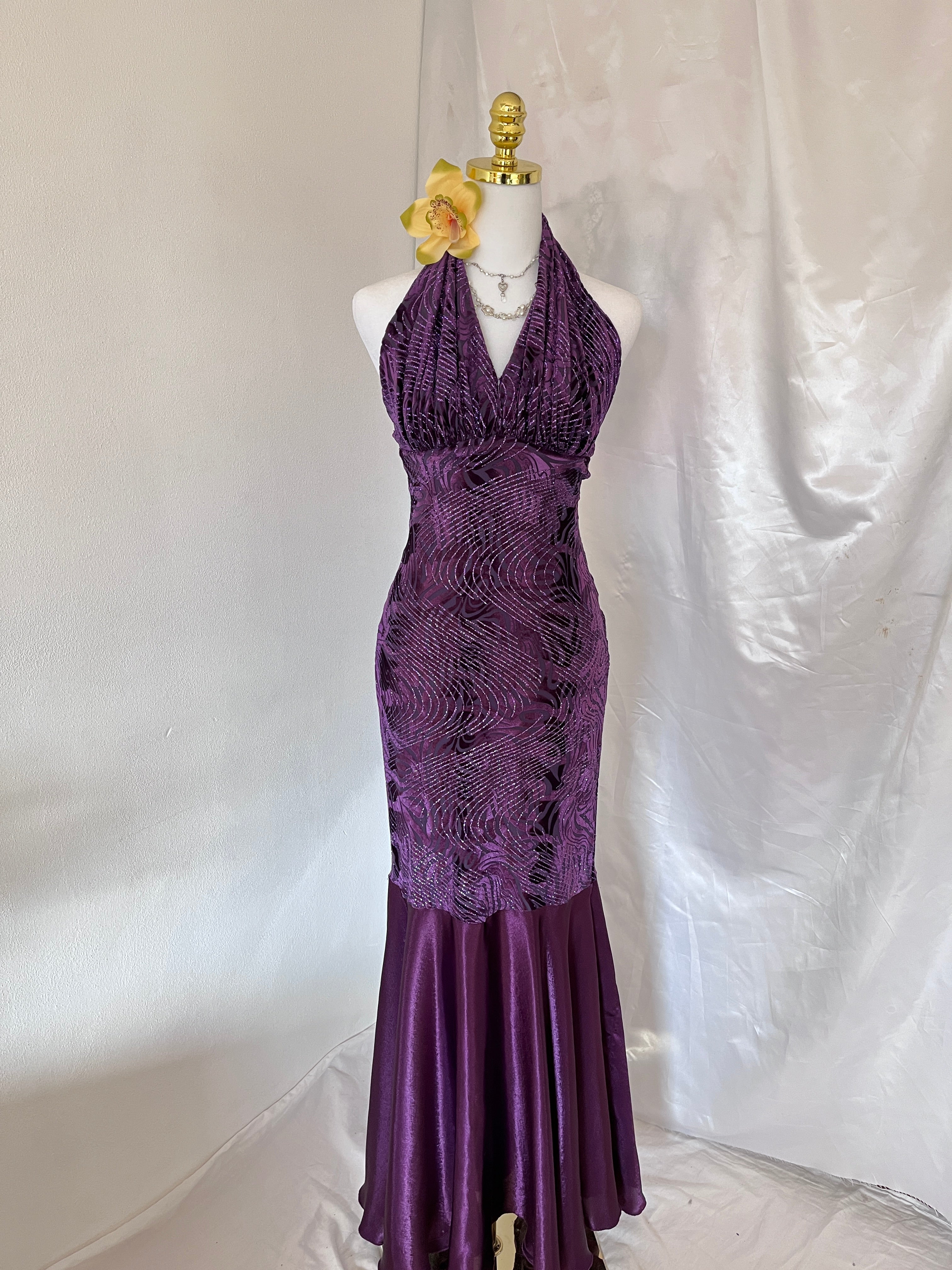 Sparking purple prom corset style prom dress