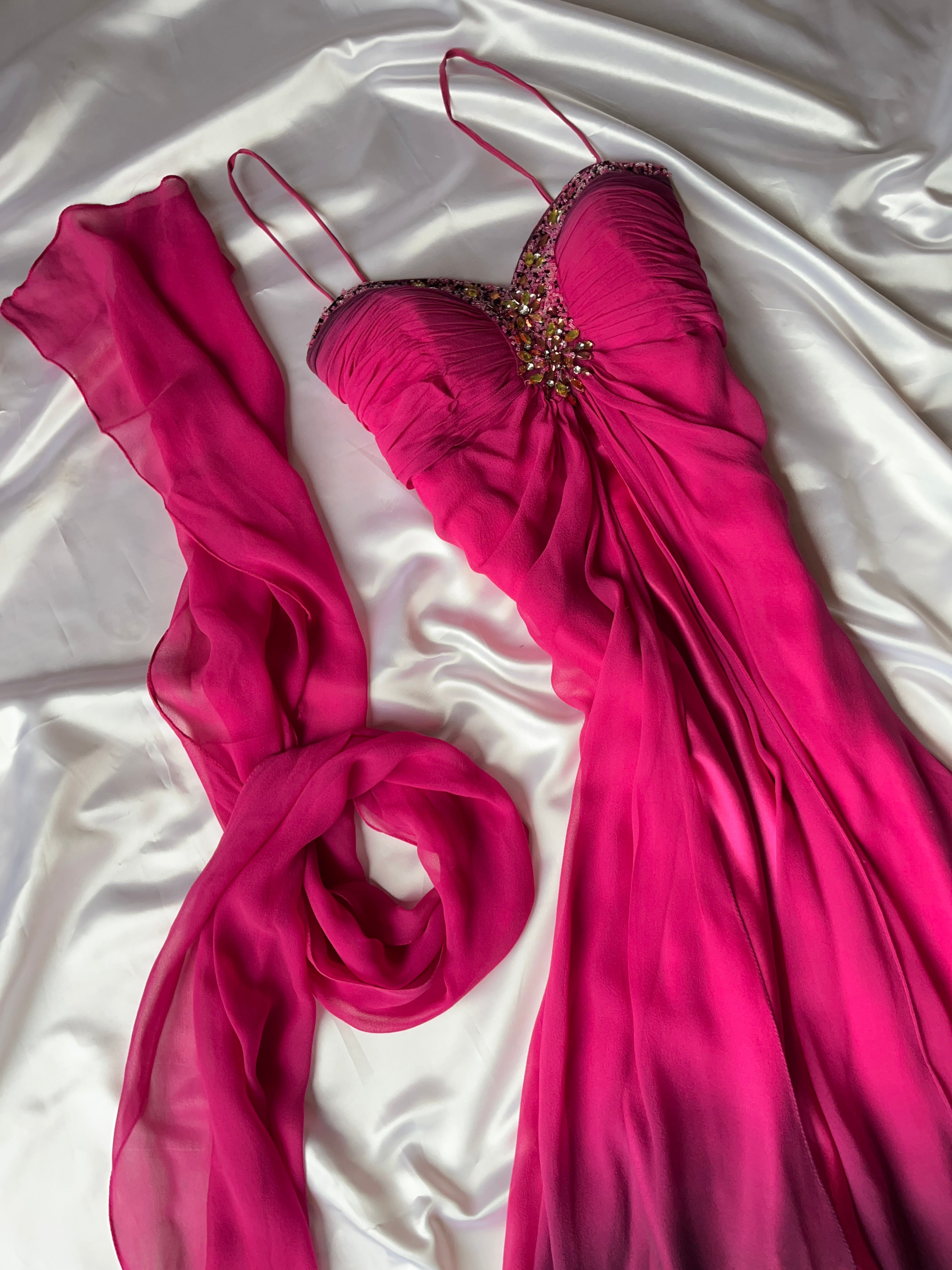 Dark pink crystal vintage dress