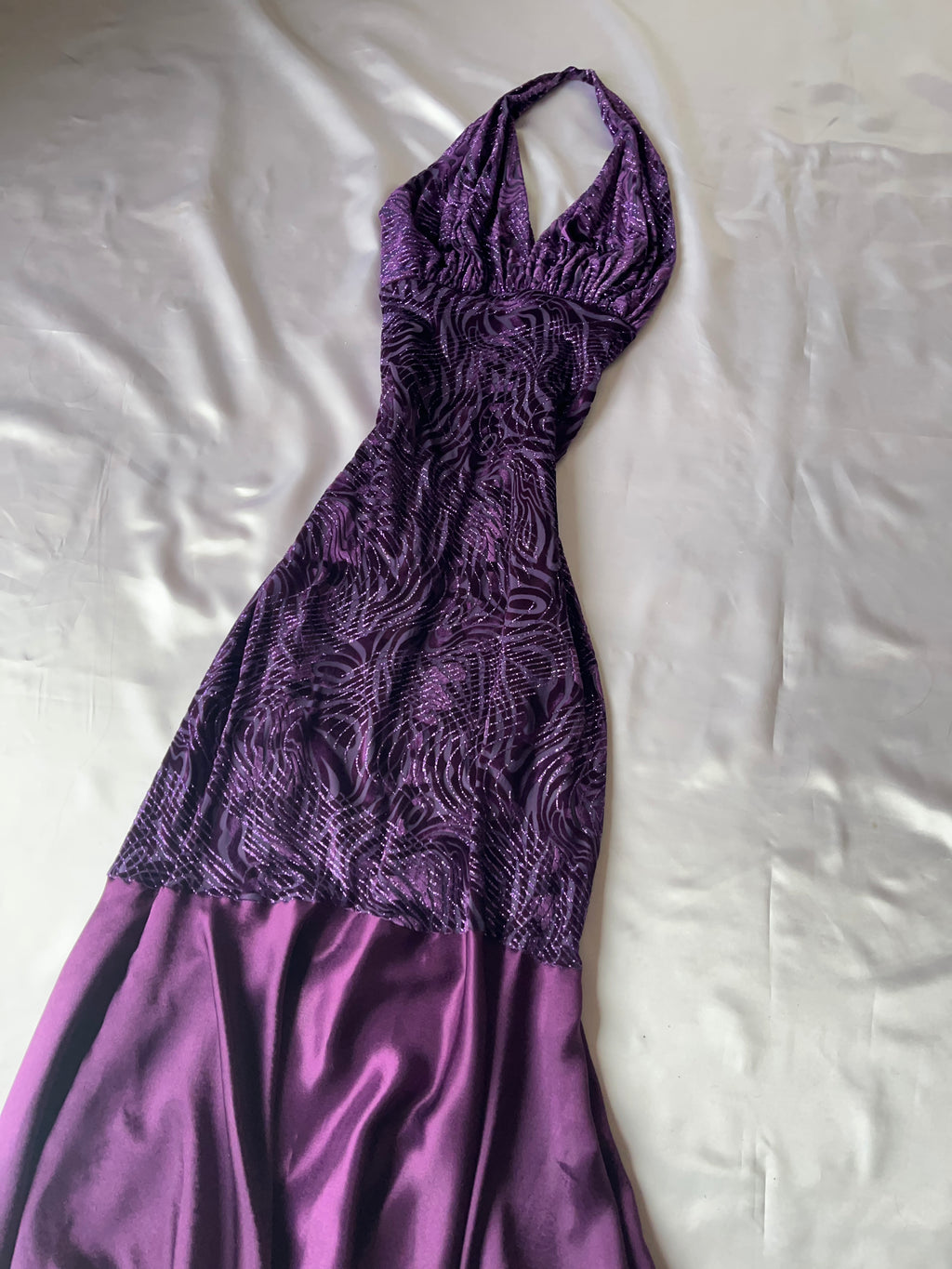 Sparking purple prom corset style prom dress