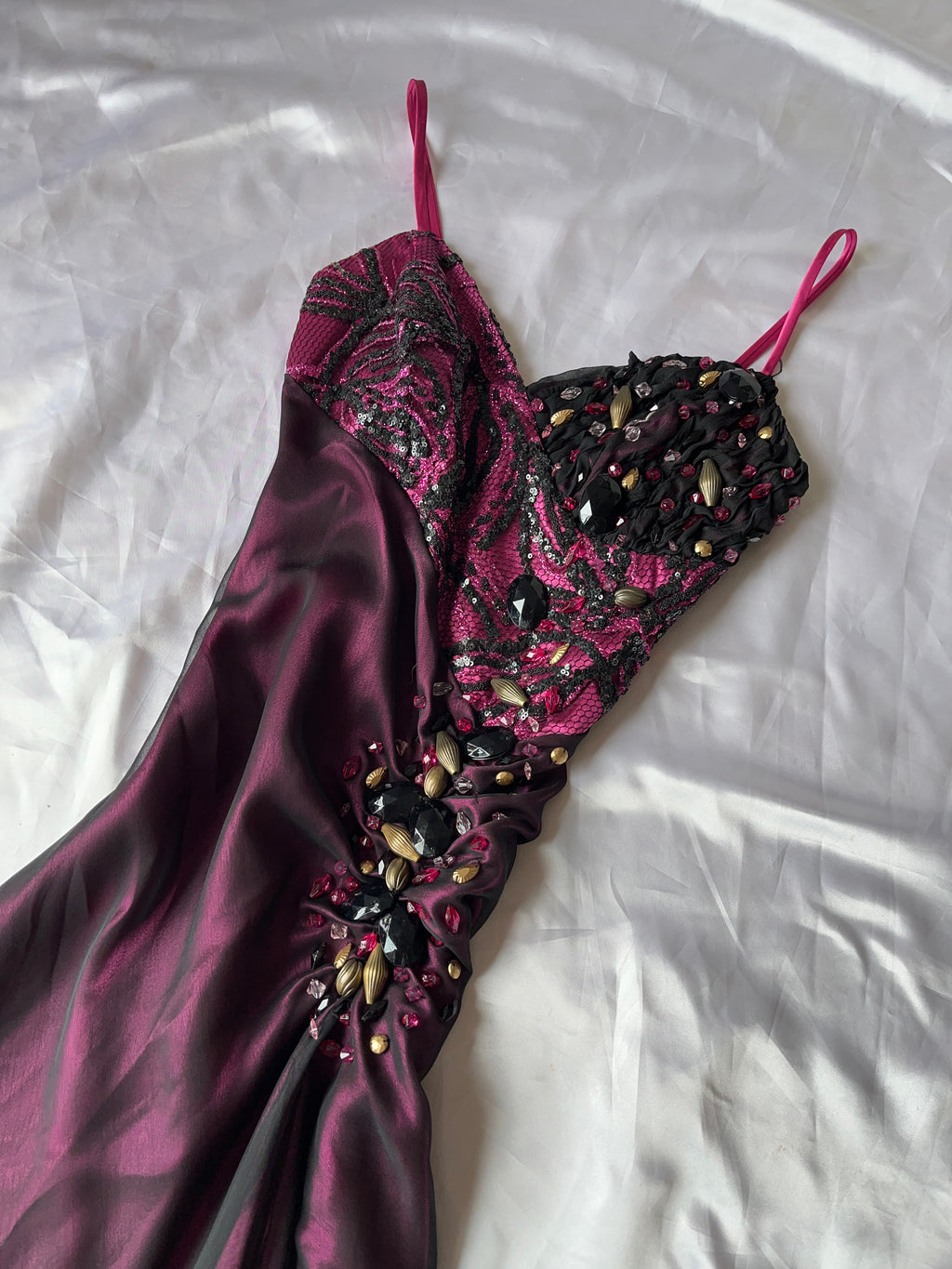 2000s style prom/event pink crystal dress