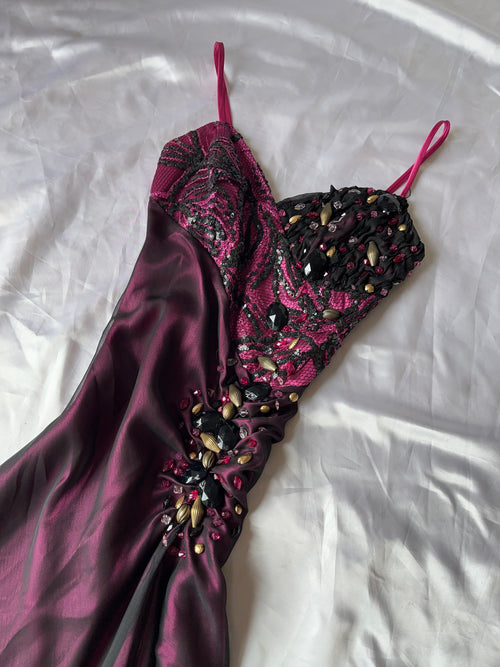2000s style prom/event pink crystal dress