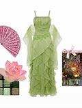 Glowing Water Lily gown + matching Shawl