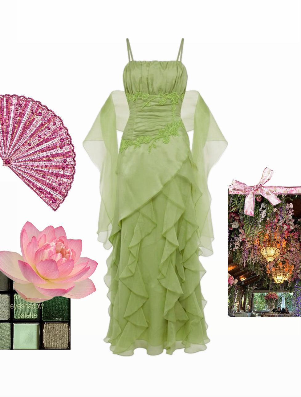 Glowing Water Lily gown + matching Shawl