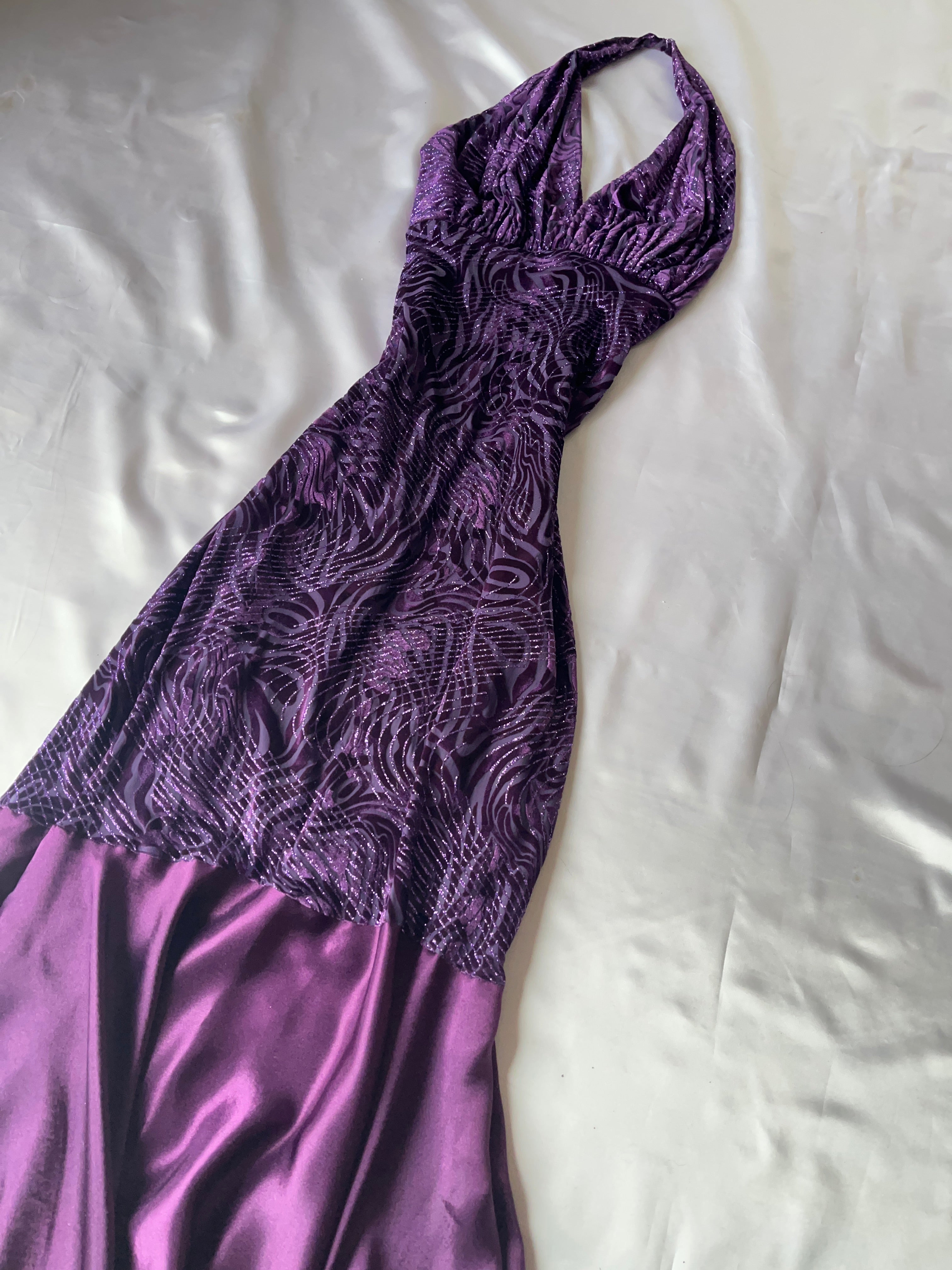 Sparking purple prom corset style prom dress