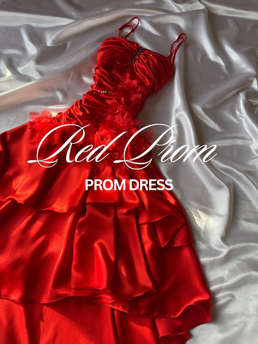 Beautiful Viral red high-low style prom dress