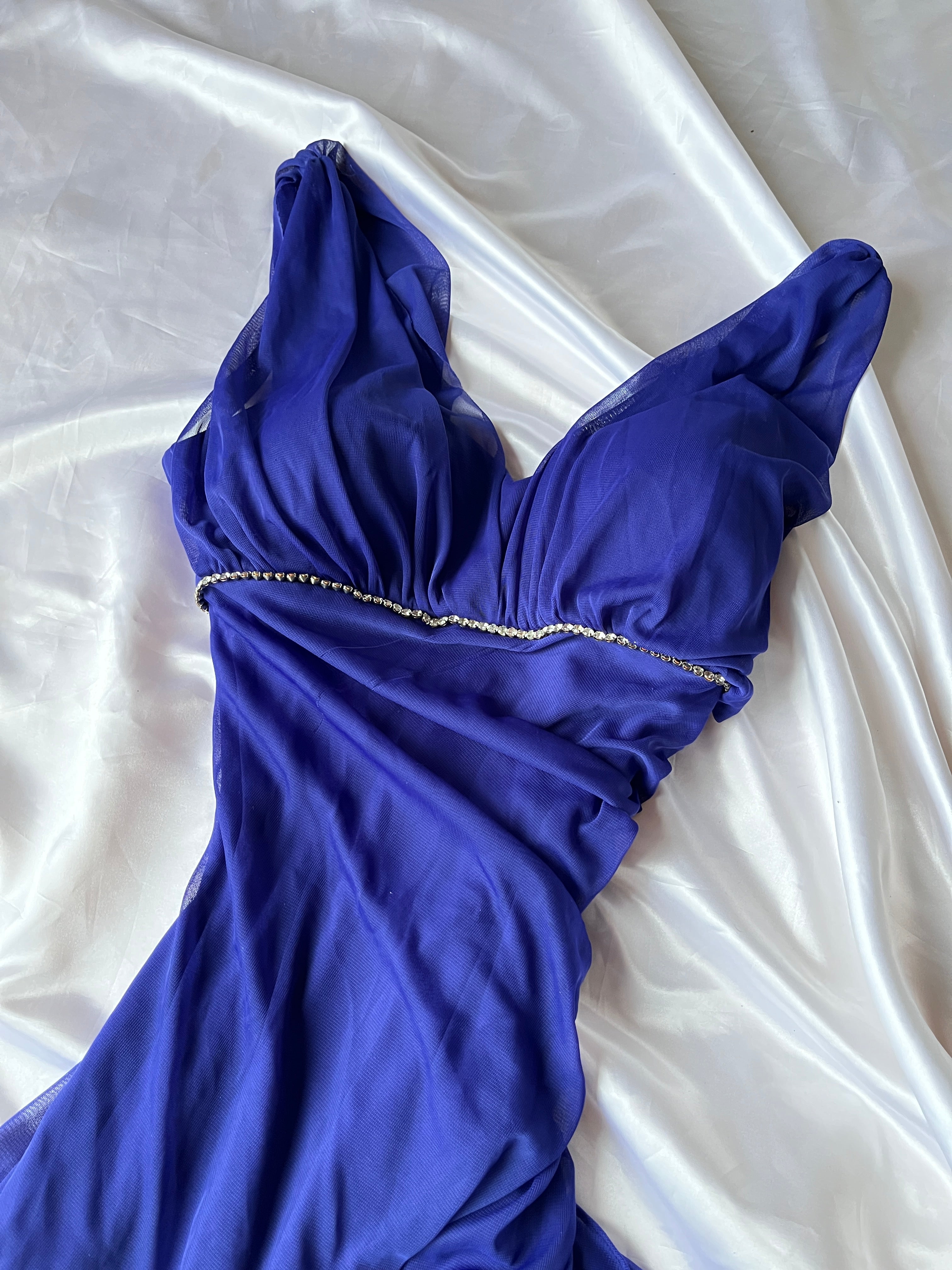 Blue sparkling navy evening elegant dress