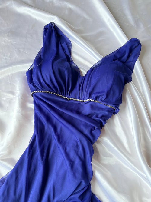 Blue sparkling navy evening elegant dress