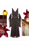 Dark Brown Lily gown + matching luxury shawl