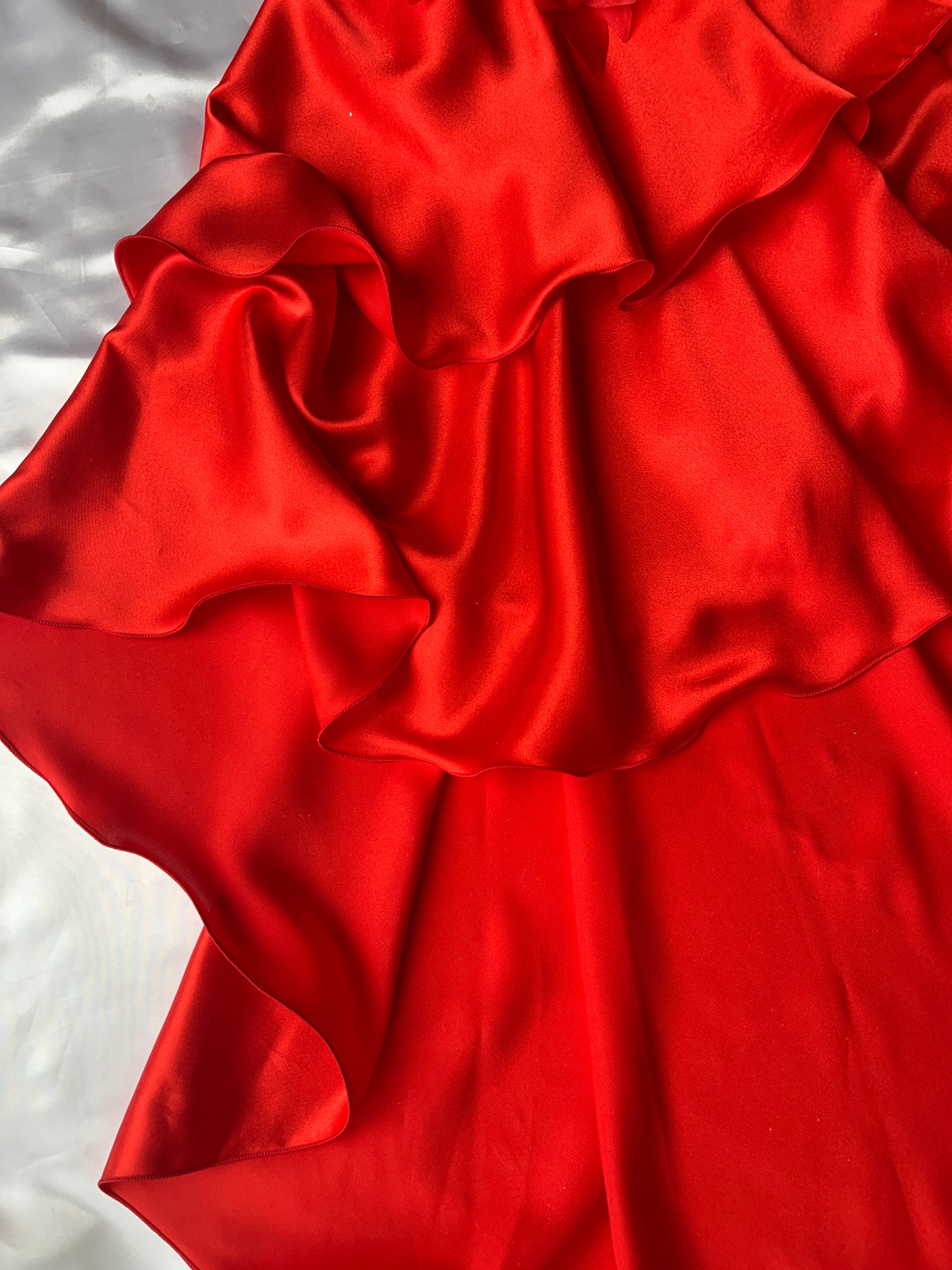 Beautiful Viral red high-low style prom dress
