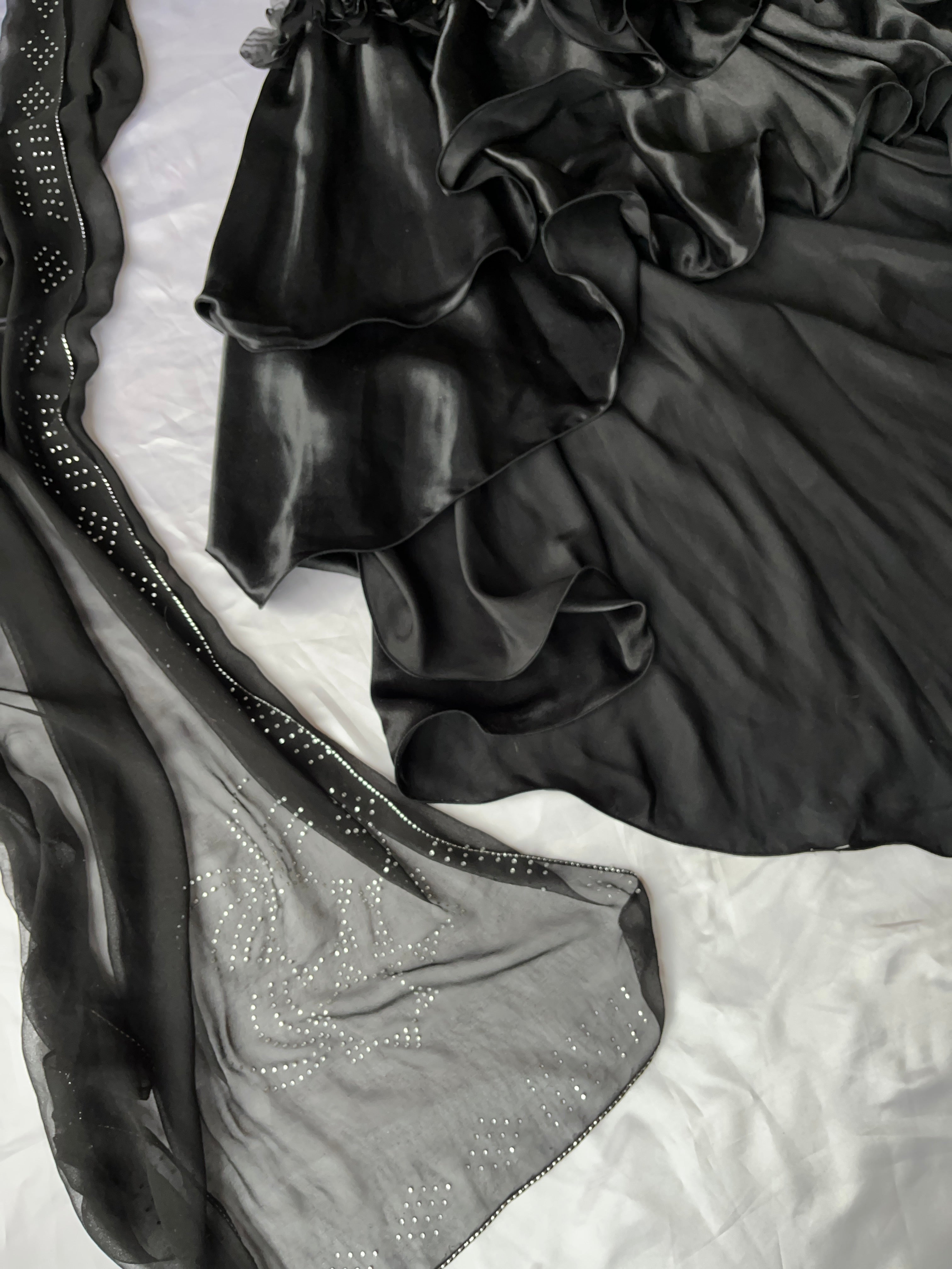 Beautiful Viral black high-low style prom dress + scarf Rarevy Beautiful Viral black high-low style prom dress + scarf Rarevy