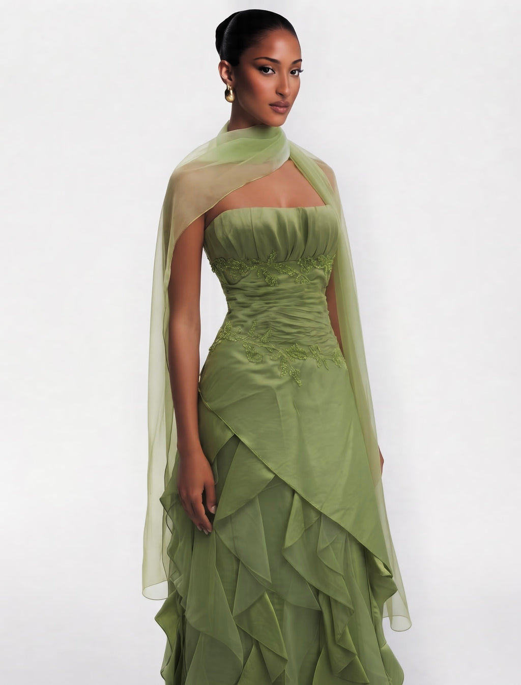 Glowing Water Lily gown + matching Shawl