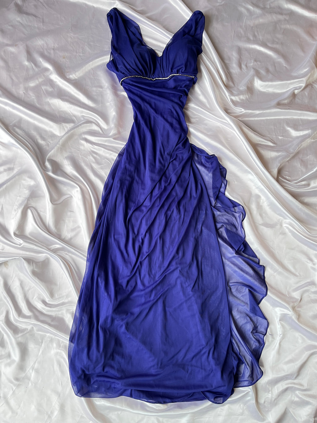 Blue sparkling navy evening elegant dress