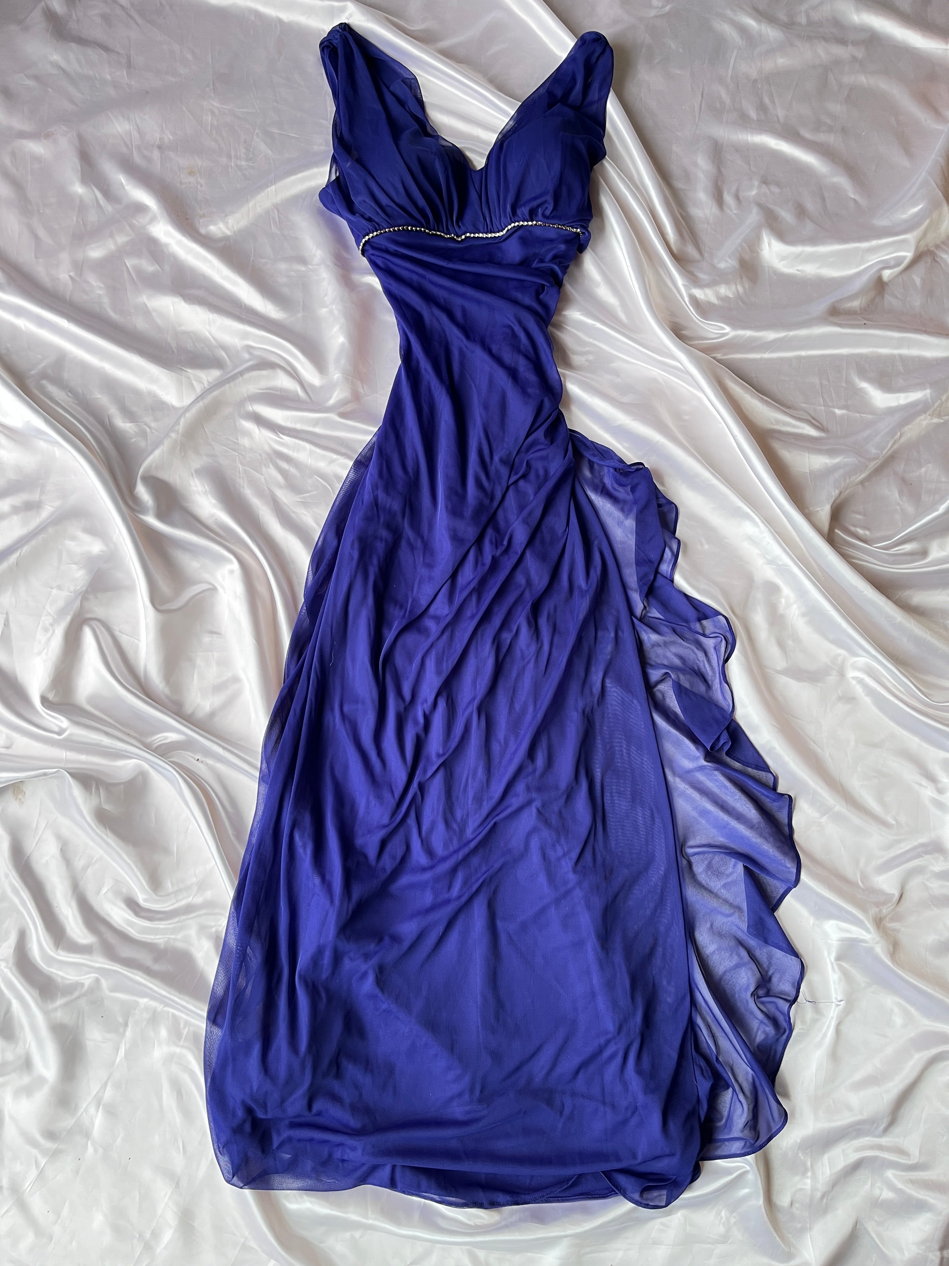 Blue sparkling navy evening elegant dress