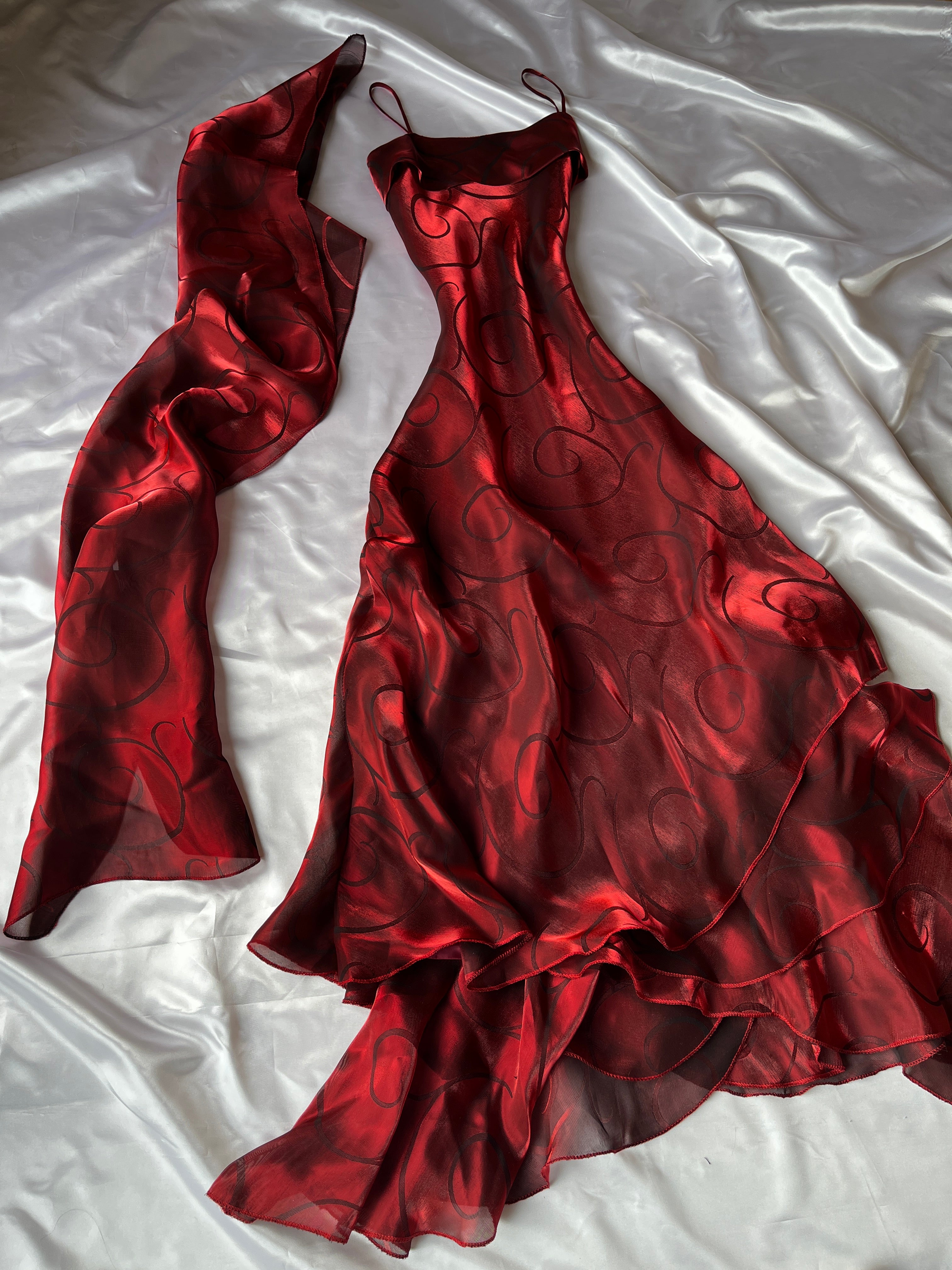 Red prom or event 2000s style dress