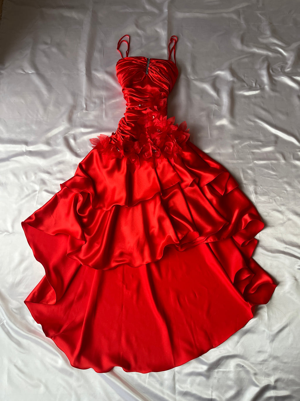 Beautiful Viral red high-low style prom dress