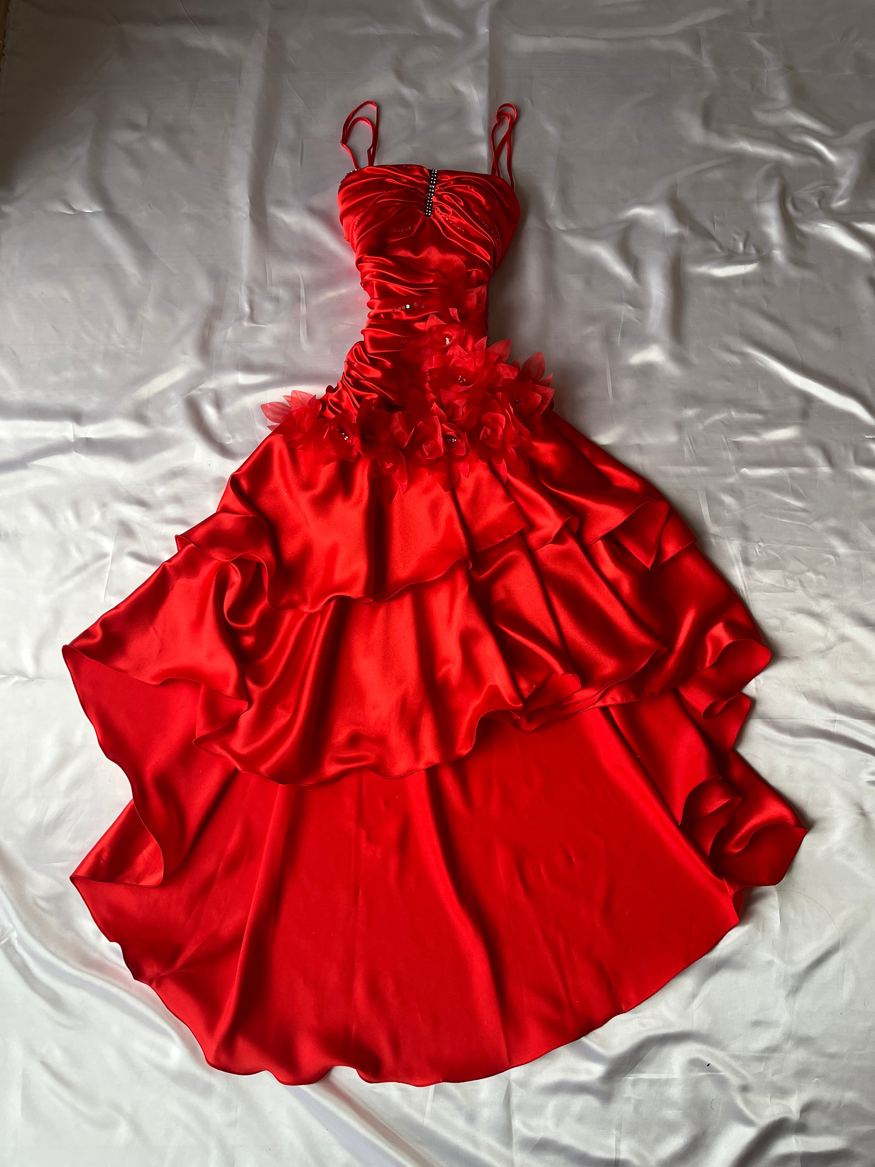 Beautiful Viral red high-low style prom dress