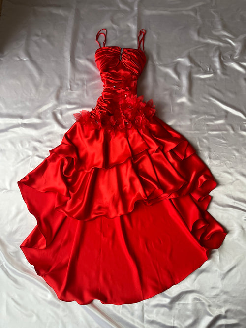 Beautiful Viral red high-low style prom dress