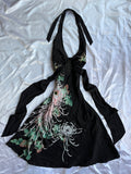 Sparking short detailed black dress 100% silk dress