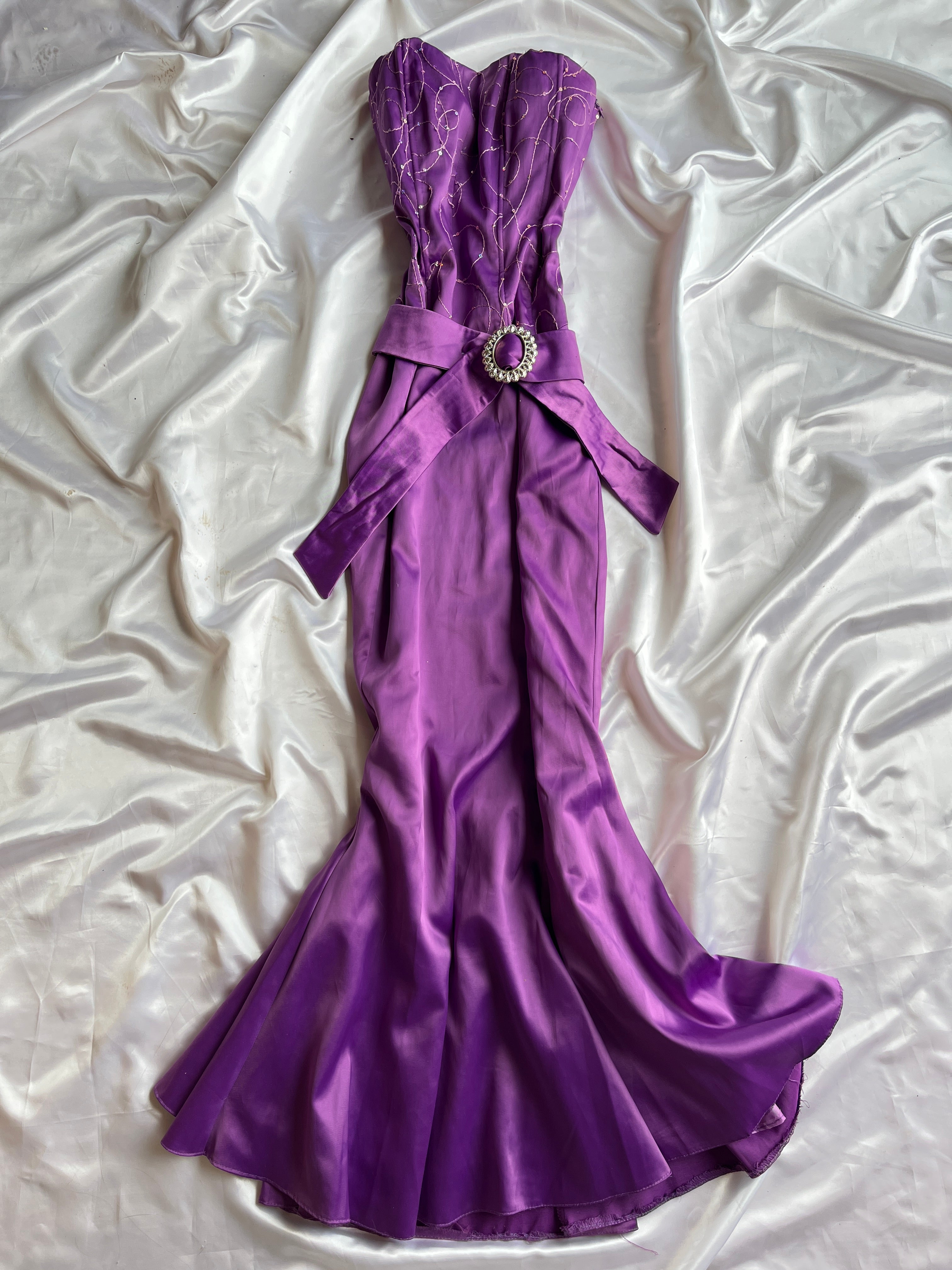 Mermaid 2000s style dark purple dress
